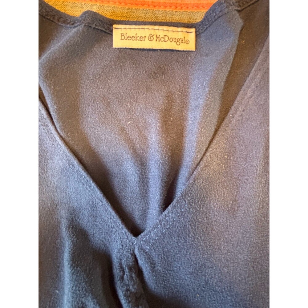 Bleeker & McDougal Blouse Womens M Navy Blue Wrap V-Neck Side Tie Peplum - Picture 4 of 5